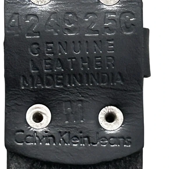 Calvin Klein Jeans Black and Silver Leather Belt - Picture 3 of 9